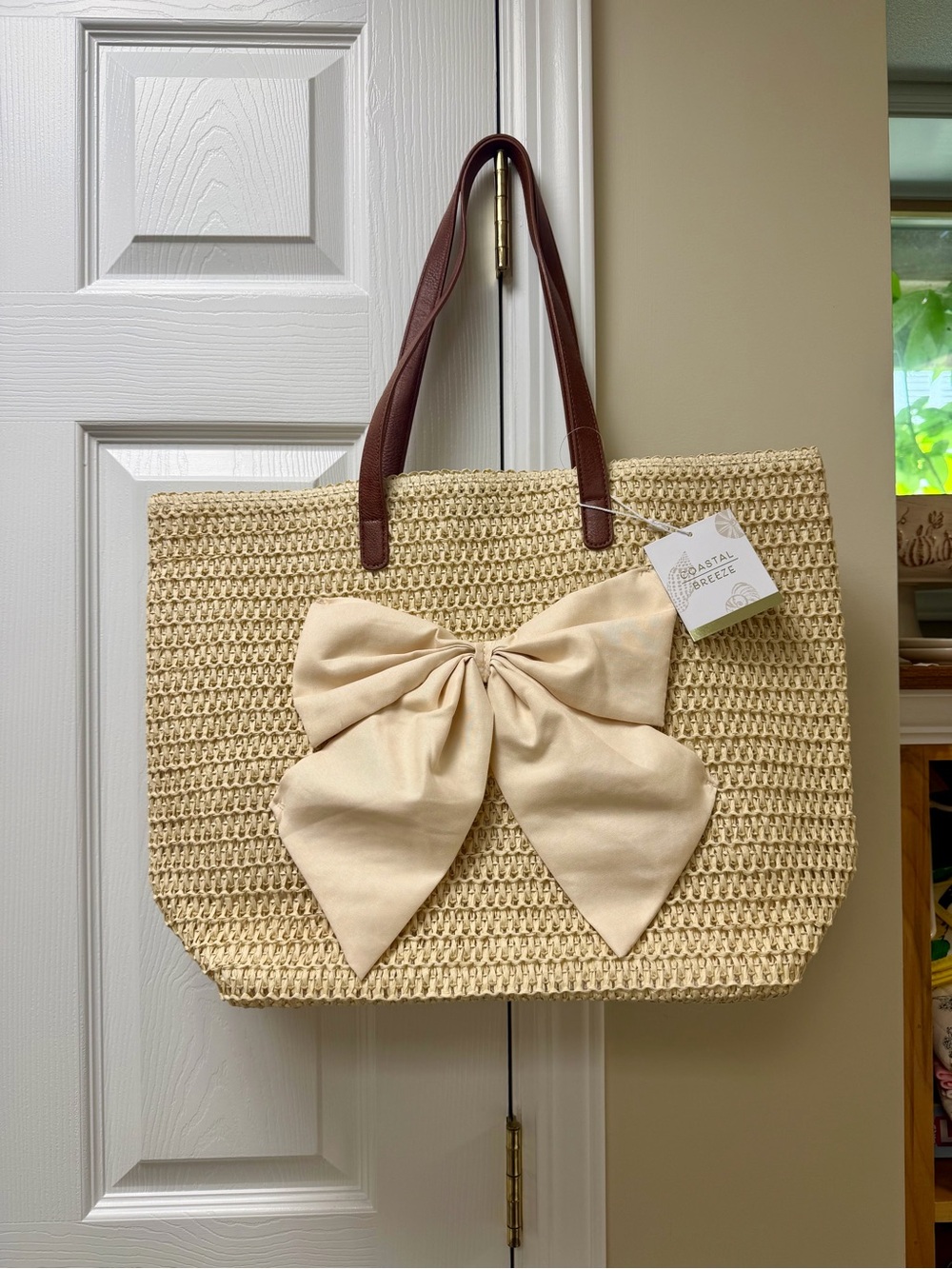 Coastal Breeze Straw Beach Tote